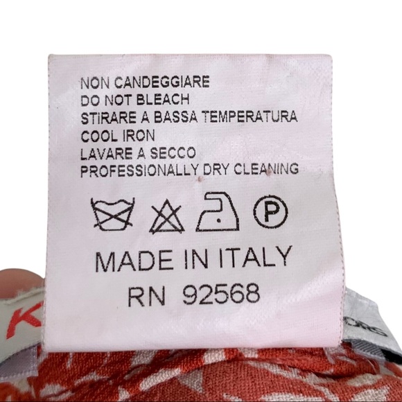 KORS Michael Kors 90s Vintage Silk Blend Orange White Botanical Print Skirt 10 - Picture 7 of 7